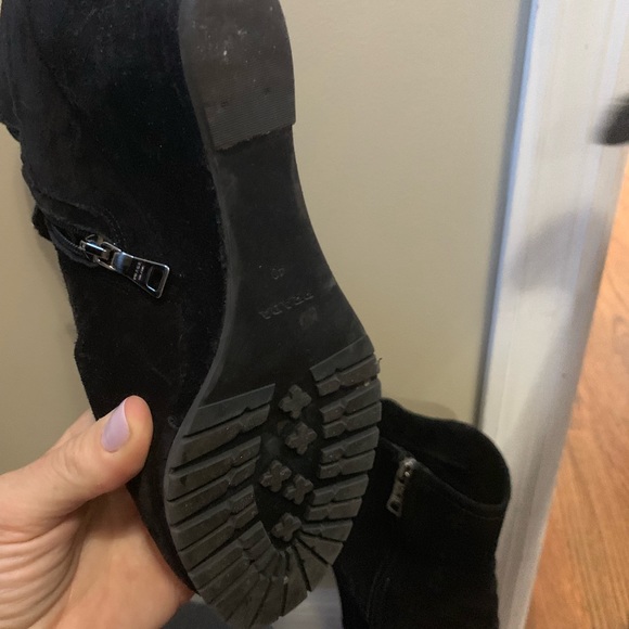 Black suede Prada wedge booties. - Picture 3 of 3